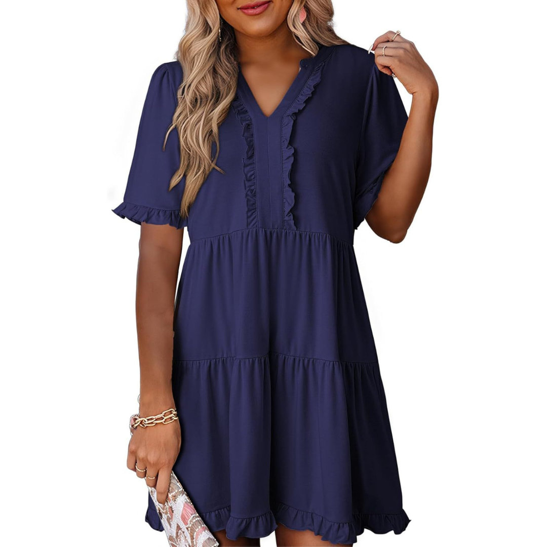 Liorin – Effortless V-Neck Mini Dress