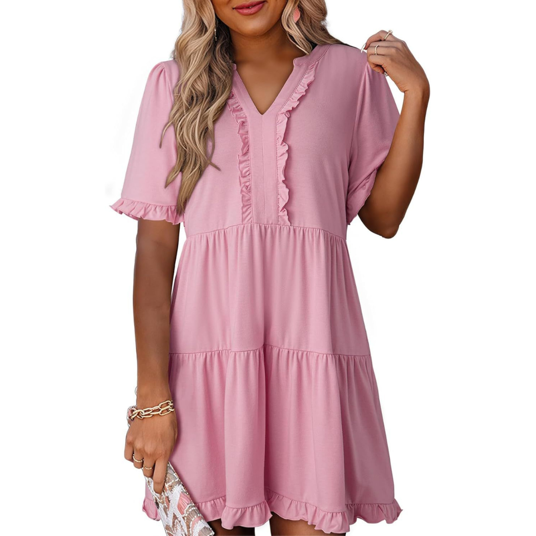 Liorin – Effortless V-Neck Mini Dress