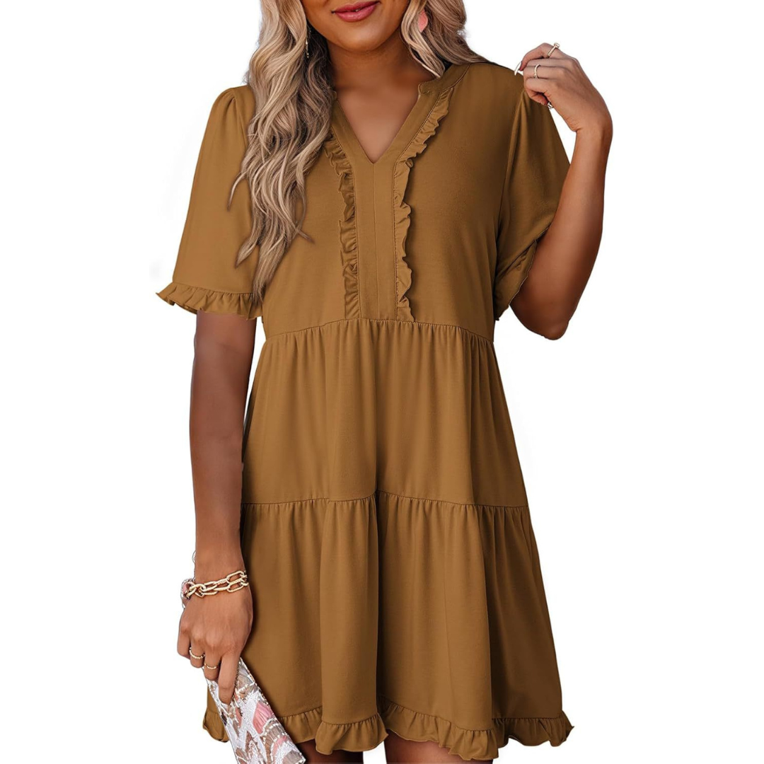 Liorin – Effortless V-Neck Mini Dress