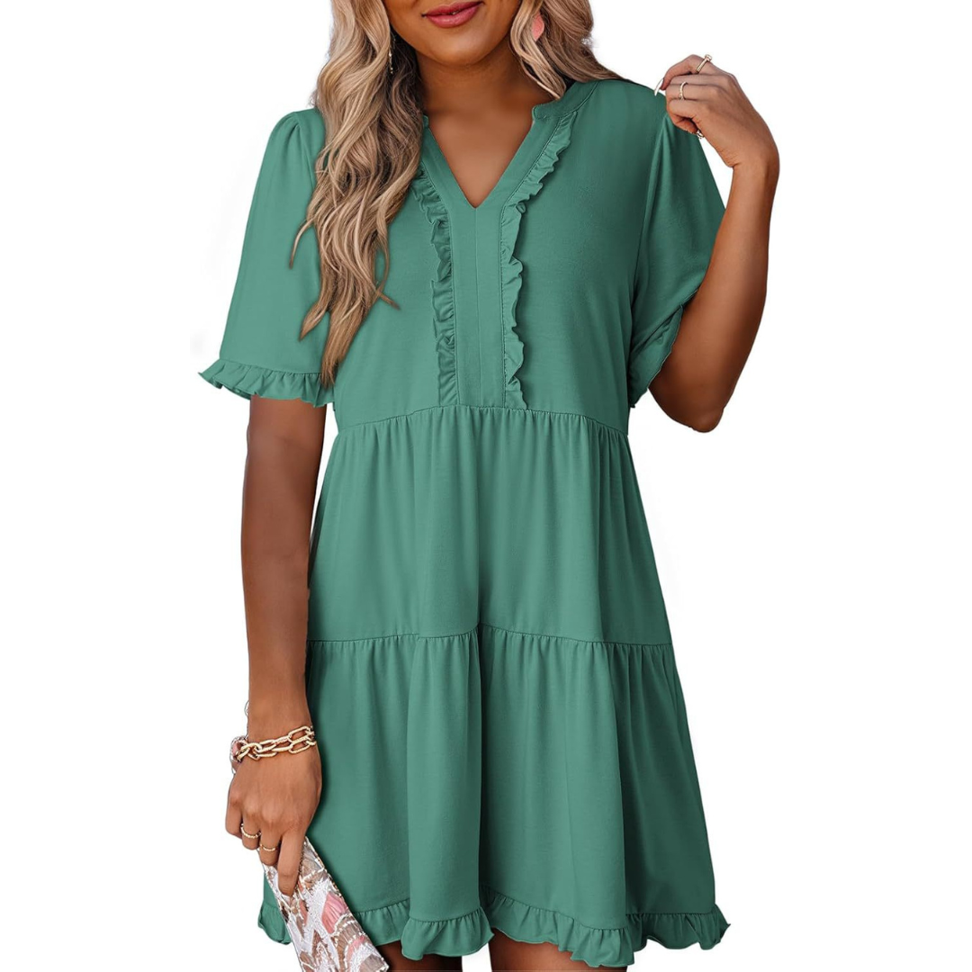 Liorin – Effortless V-Neck Mini Dress