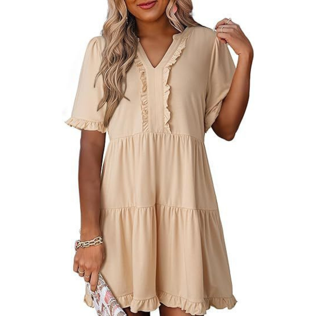Liorin – Effortless V-Neck Mini Dress