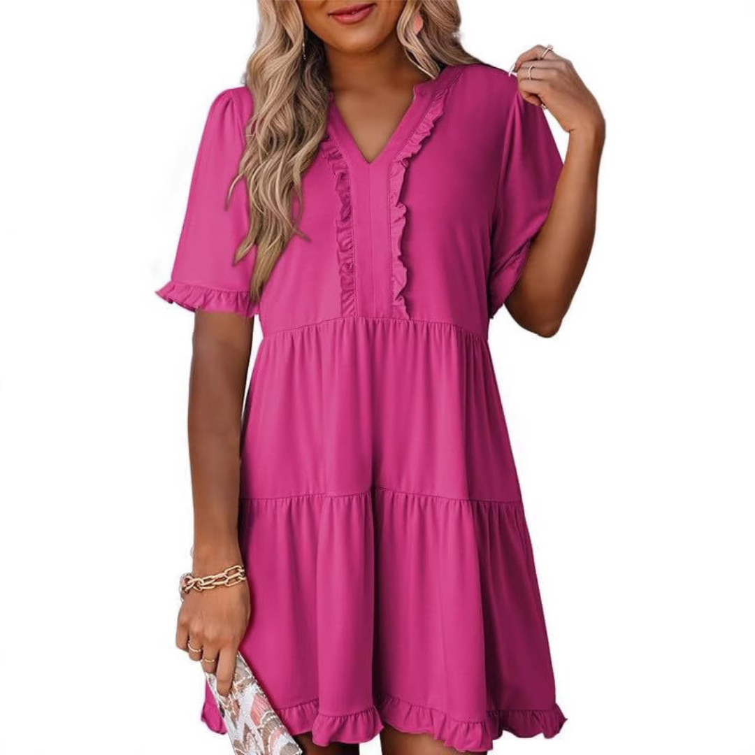 Liorin – Effortless V-Neck Mini Dress