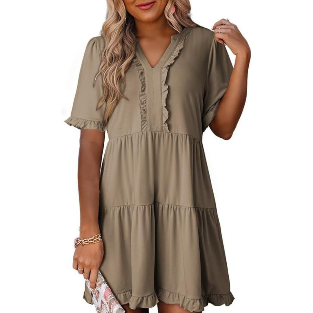 Liorin – Effortless V-Neck Mini Dress
