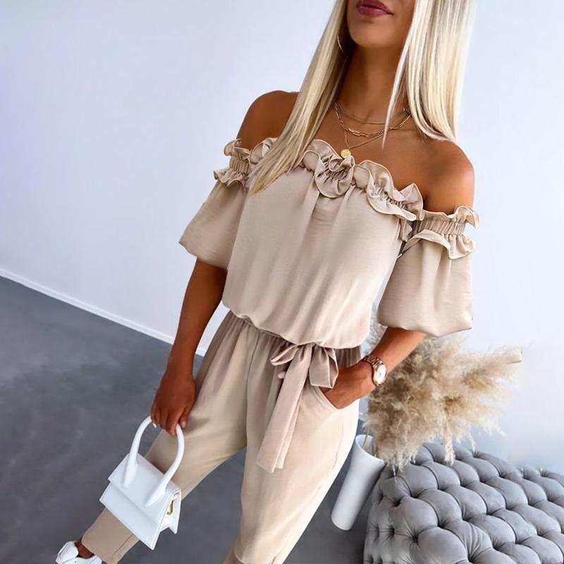 Avanika – Off-Shoulder Frill Tie-Waist Jumpsuit