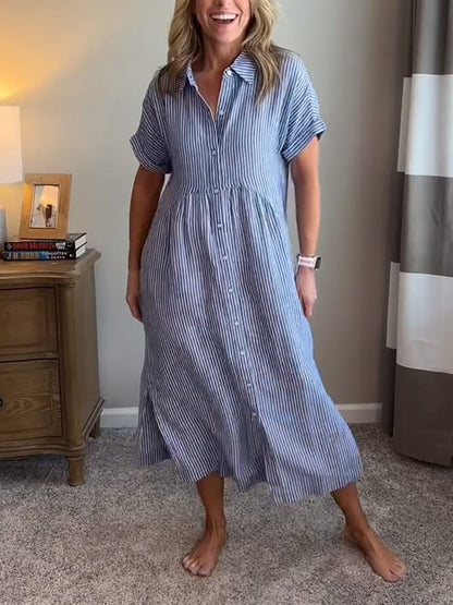 Marcelline – Striped Shirt Dress with Pockets
