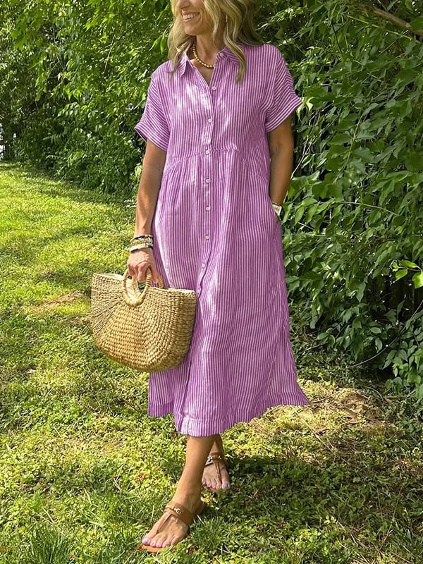 Marcelline – Striped Shirt Dress with Pockets