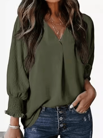 Talyra – Casual Oversized V-Neck Tunic Top