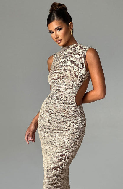 Zephyra – Textured Asymmetric Midi Dress