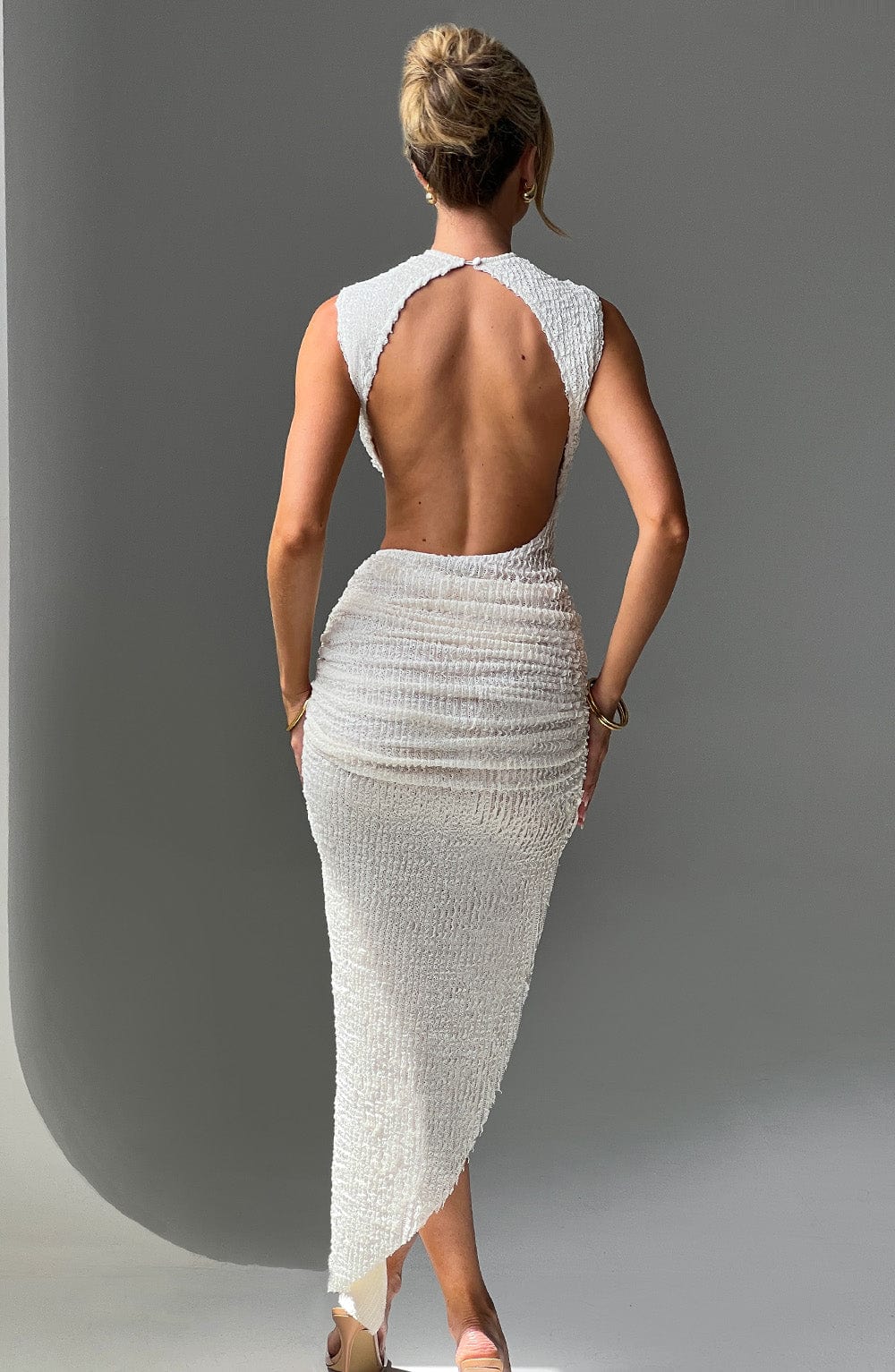 Zephyra – Textured Asymmetric Midi Dress