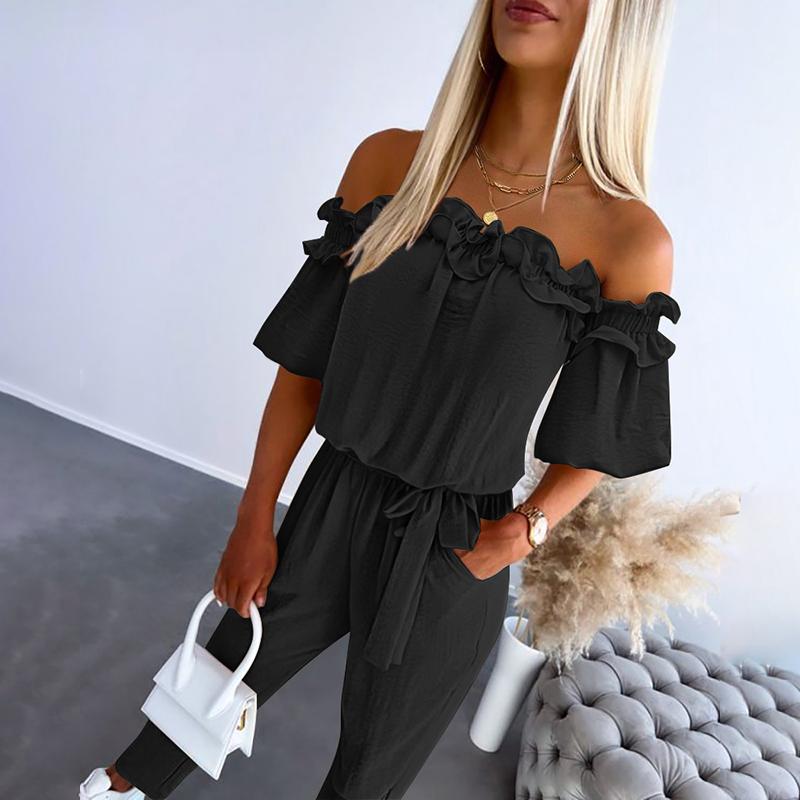 Avanika – Off-Shoulder Frill Tie-Waist Jumpsuit