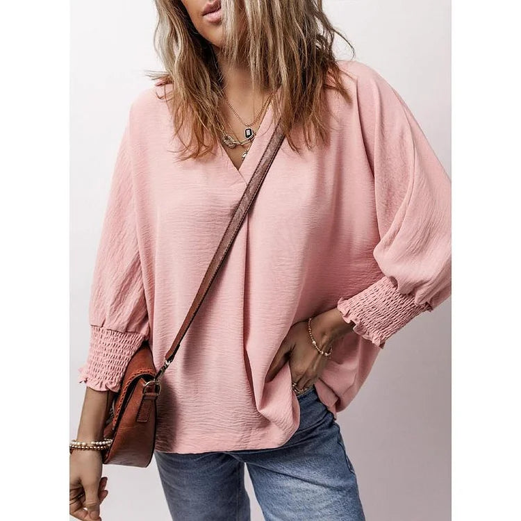 Talyra – Casual Oversized V-Neck Tunic Top