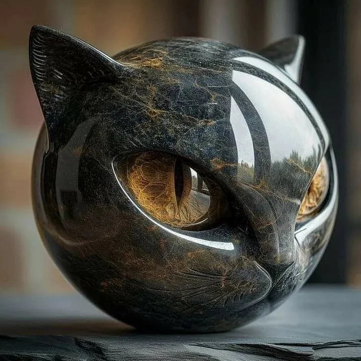 Noctavia – Mystical Black Cat Head Sculpture