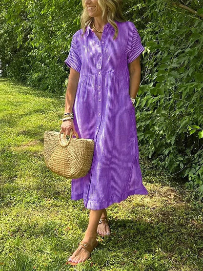 Marcelline – Striped Shirt Dress with Pockets