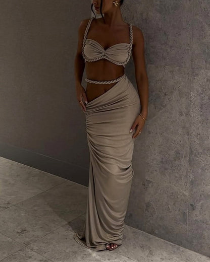 Clara | Sexy Gradient Braid Top & Overskirt Two-Piece Set