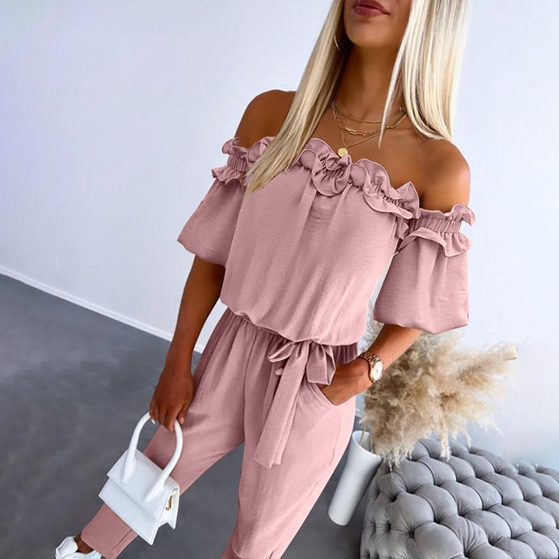 Avanika – Off-Shoulder Frill Tie-Waist Jumpsuit
