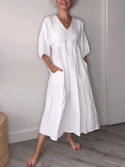 Adriana - Casual V-Neck Midi Dress