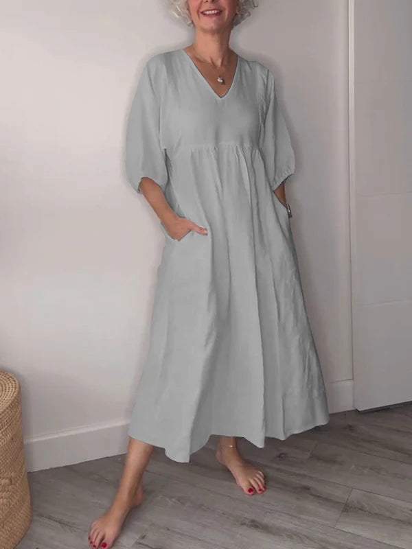 Adriana - Casual V-Neck Midi Dress