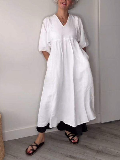 Adriana - Casual V-Neck Midi Dress
