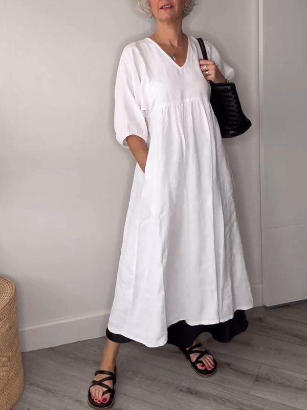 Adriana - Casual V-Neck Midi Dress