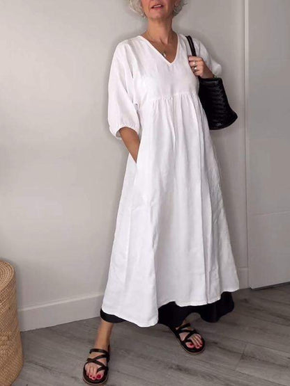 Adriana - Casual V-Neck Midi Dress
