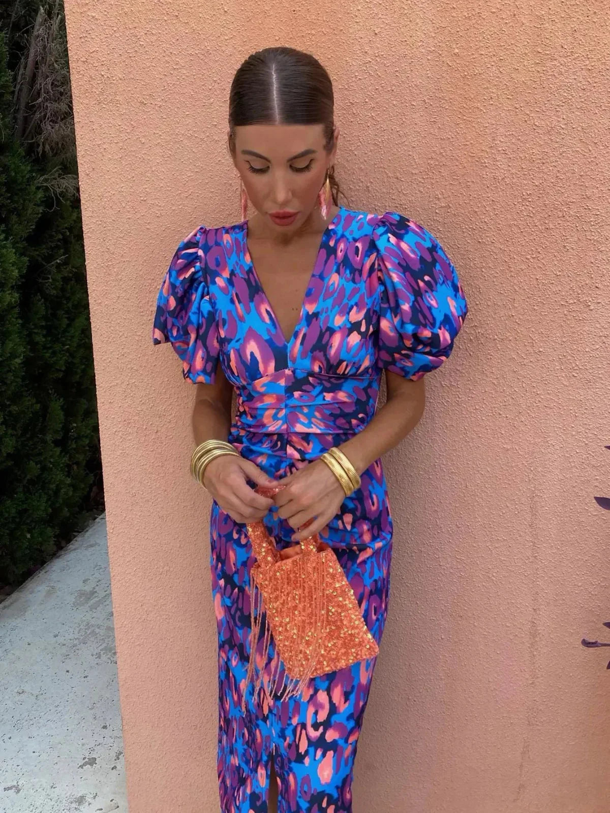 Eliza | Vibrant Pleated Midi Dress