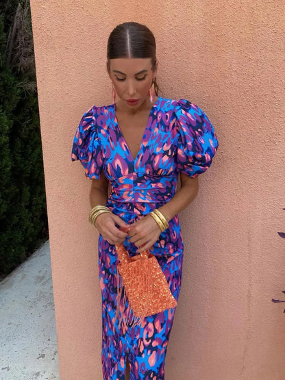 Eliza | Vibrant Pleated Midi Dress