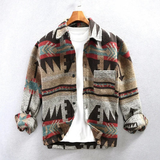 Alan - Wool Shirt with Print Pattern