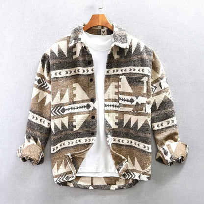 Alan - Wool Shirt with Print Pattern
