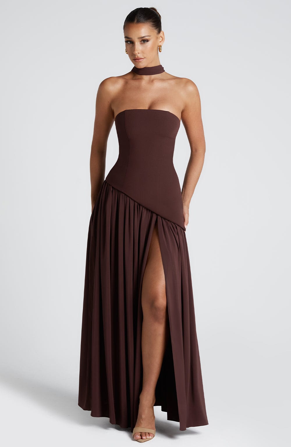 Viviana – Plum Brown Maxi Dress