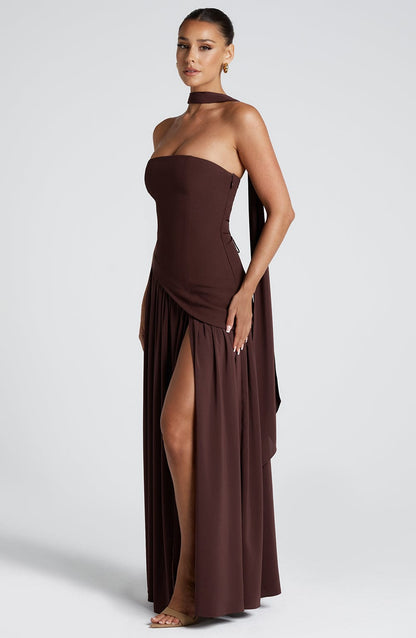 Viviana – Plum Brown Maxi Dress