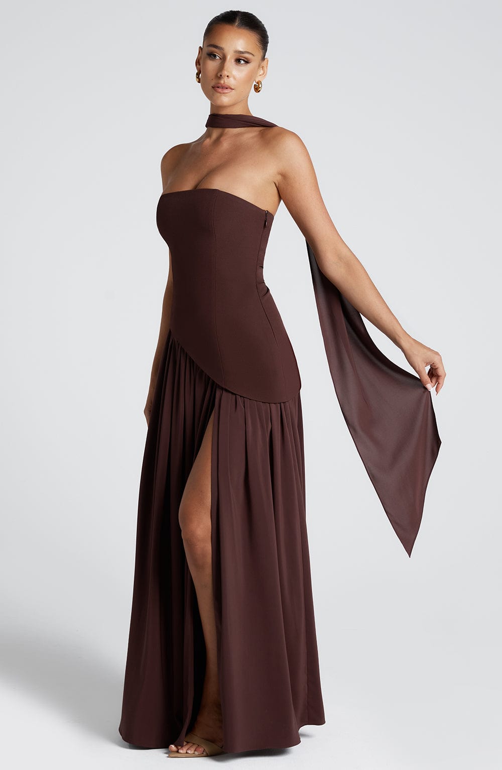 Viviana – Plum Brown Maxi Dress
