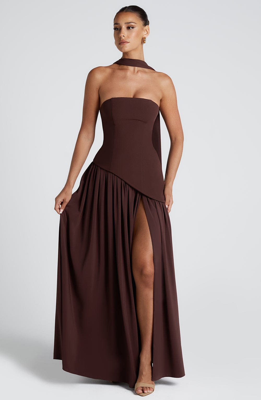 Viviana – Plum Brown Maxi Dress