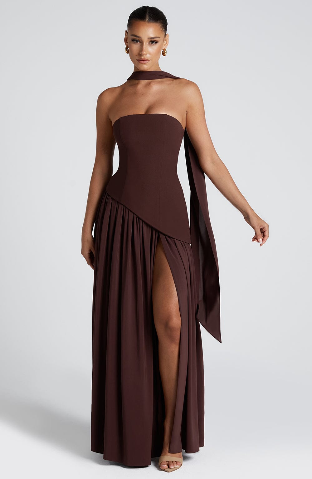 Viviana – Plum Brown Maxi Dress