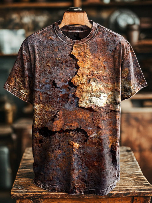 Ethan – Rust Printed Short Sleeve T-Shirt